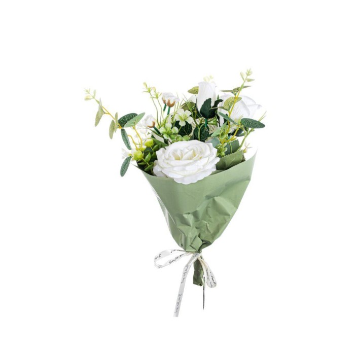 BOUQUET ROSE INCARTATO CM40 WH